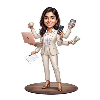 Personalized Entrepreneur & Businessman Multitasker Caricature C1339
