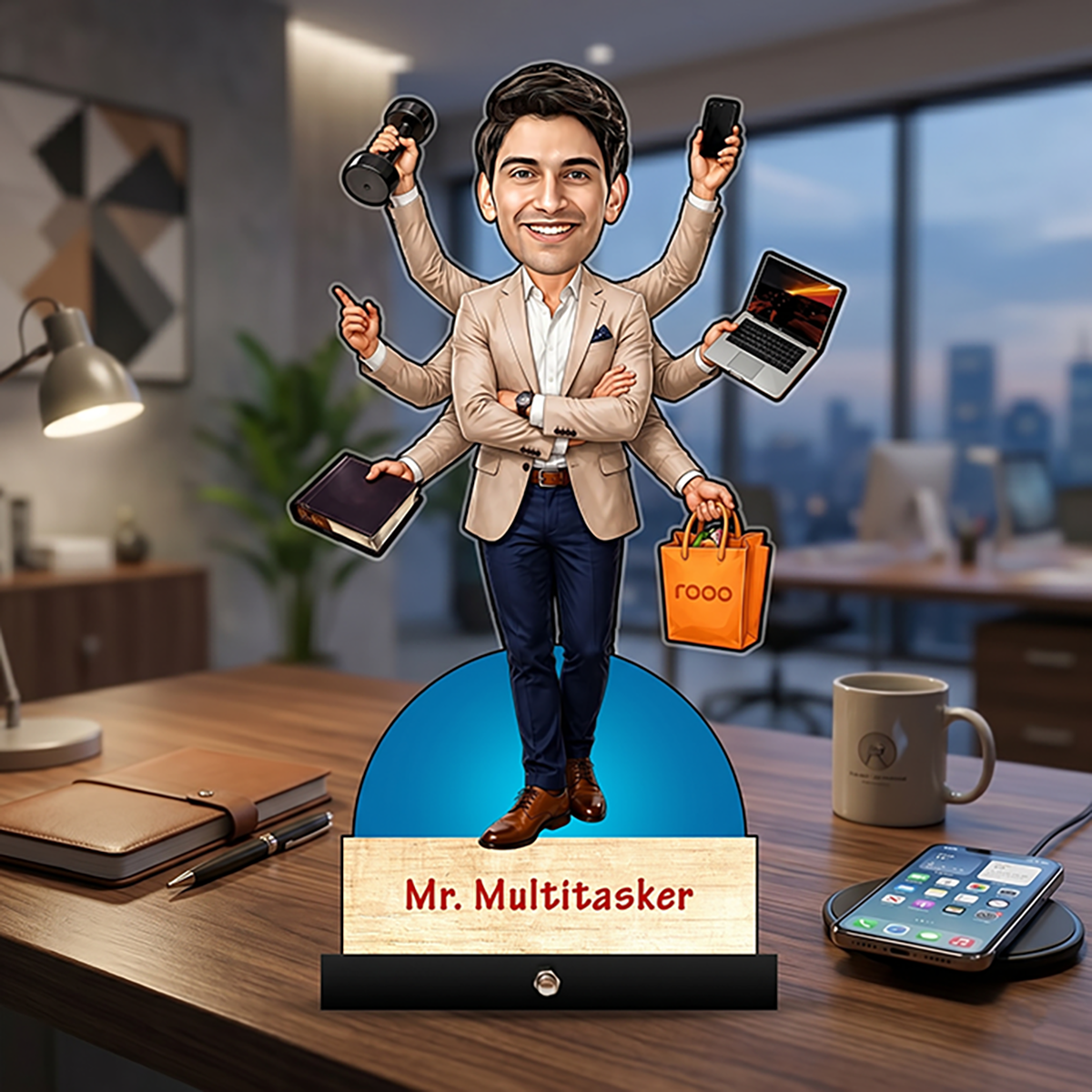 Multitasking Man Caricature C464