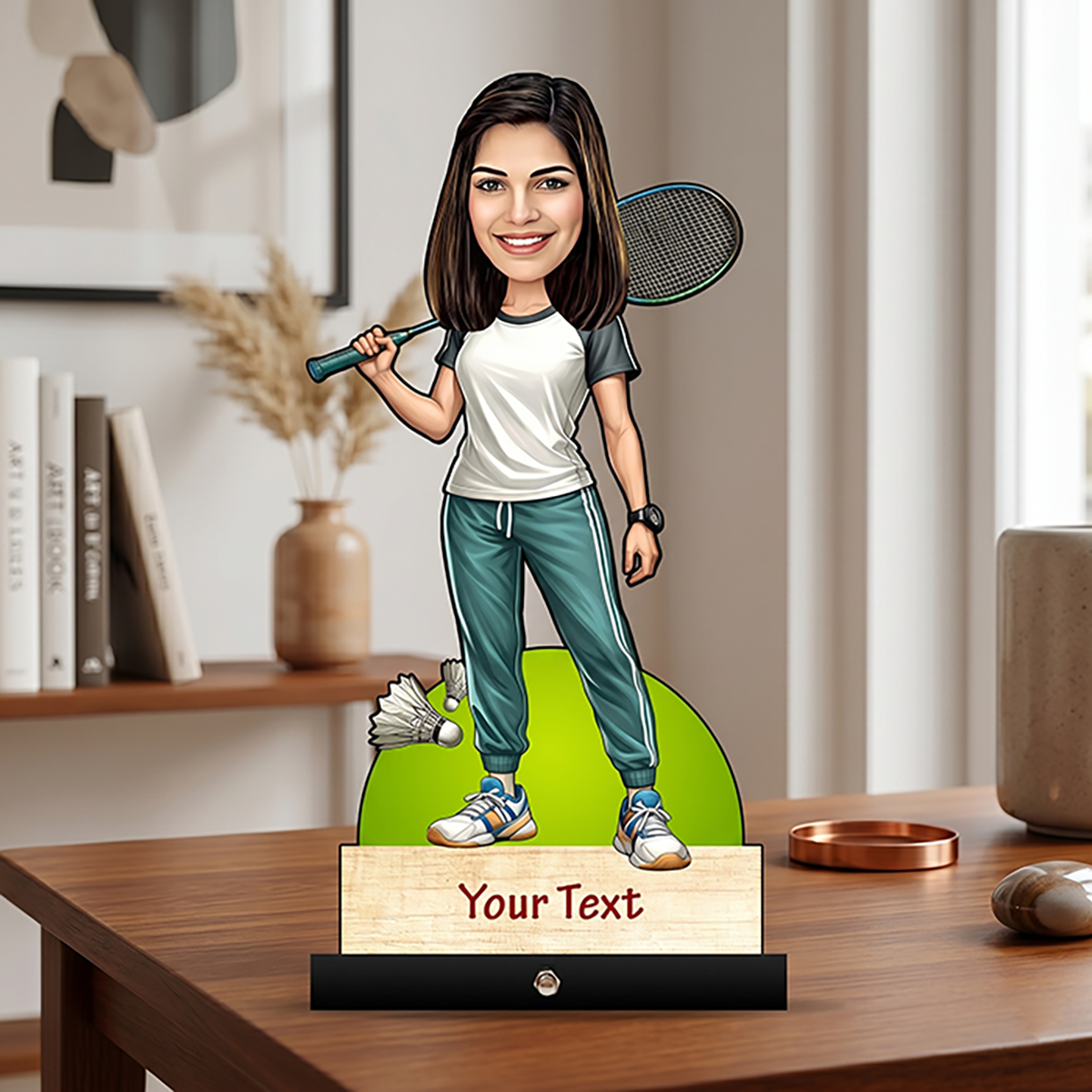 Badminton Player Female Caricature C455