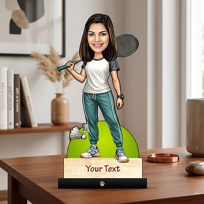 Badminton Player Female Caricature C455