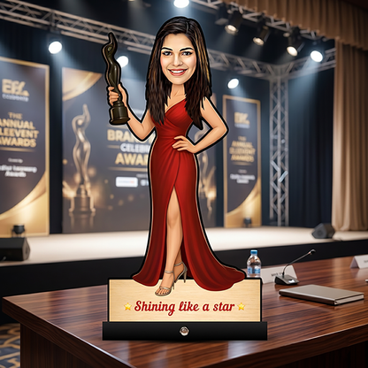 Girl With Trophy Award Caricature C452