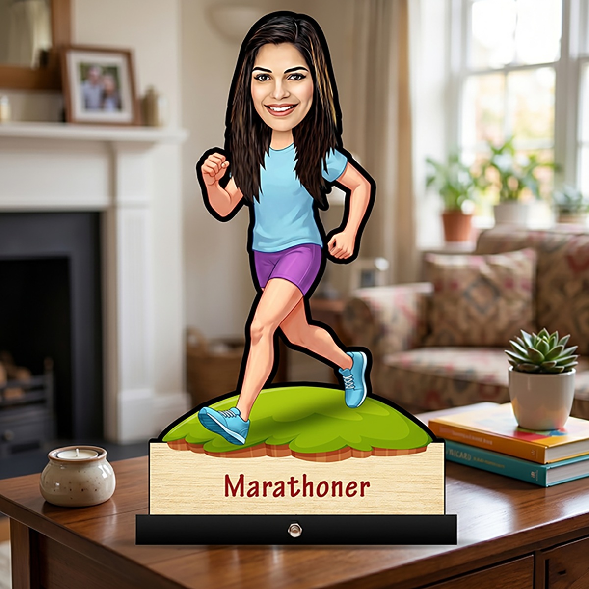 Female Marathon Runner Caricature C450