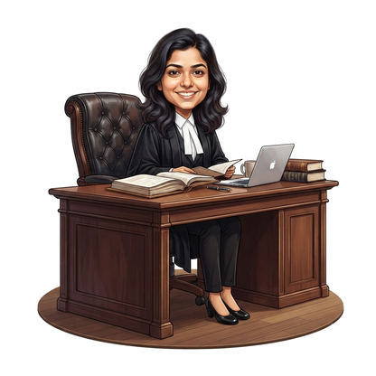 Personalized Lawyer & Advocate Female Caricature C1297