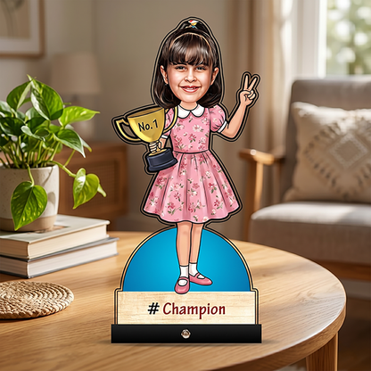 Girl With Trophy Award Caricature C454